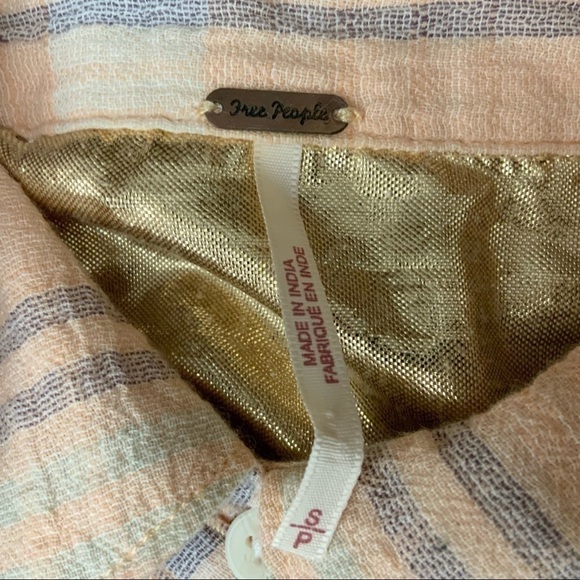 FREE People Orange Plaid Button Up shirt. Size Small. - Picture 3 of 6